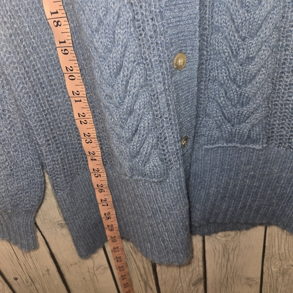 JUST Female Potter Cardigan Blue Cable Knit Button Front Sweater XS Nwot - Picture 5 of 6